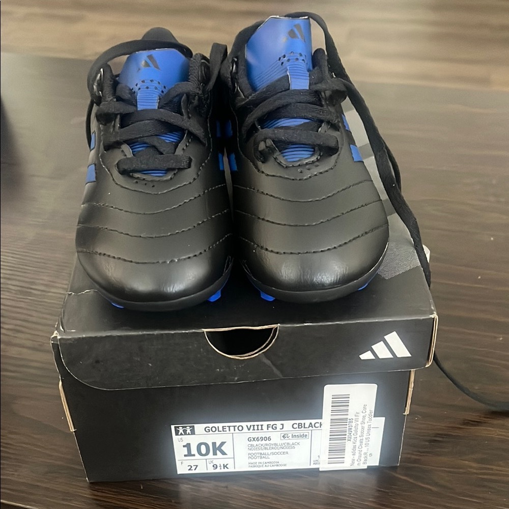 NEW! Adidas Kids Golettos Black and Blue Soccer Cleats 10K